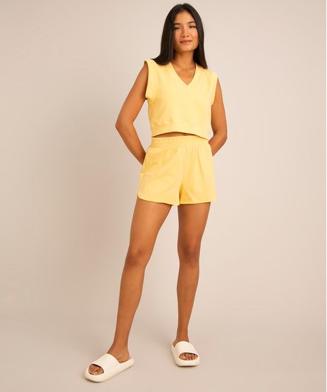 short-running-basico-cintura-super-alta-de-moletom--amarelo-claro-1011336-Amarelo_Claro_1