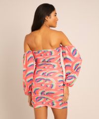 vestido-curto-estampado-abstrato-com-franzido-ombro-a-ombro-manga-bufante-pink-1004975-Pink_2