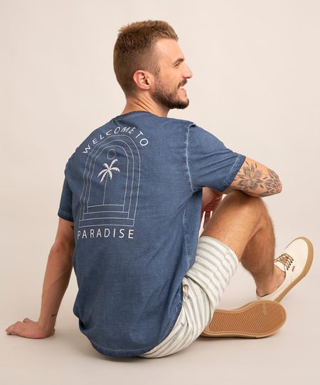 camiseta-de-algodao--welcome-to-paradise--manga-curta-gola-careca-azul-marinho-1012744-Azul_Marinho_1