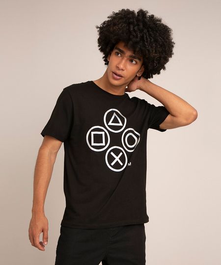 camiseta-de-algodao-playstation-manga-curta-gola-careca--preta-1009467-Preto_1