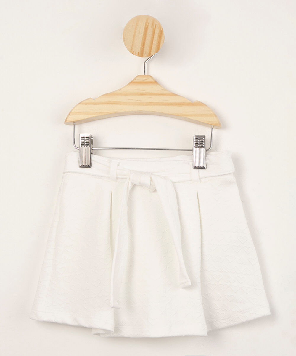 short saia infantil com amarração off white