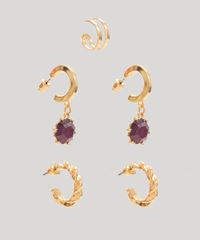 kit-com-2--pares-de-brinco-de-argola-e-earcuff-alem-dos-mares-alter-do-chao-dourado-1007117-Dourado_1