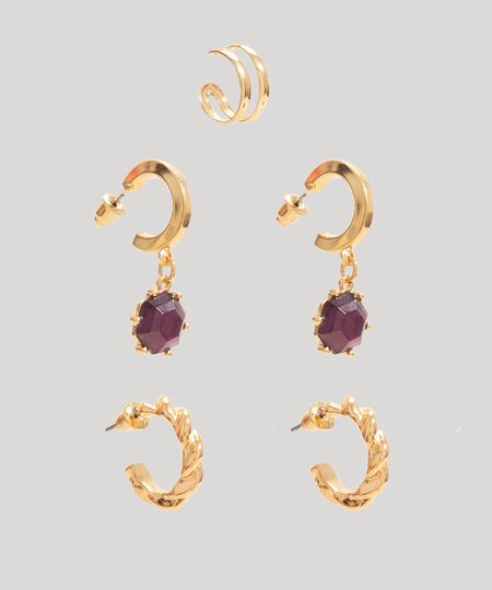 kit-com-2--pares-de-brinco-de-argola-e-earcuff-alem-dos-mares-alter-do-chao-dourado-1007117-Dourado_1