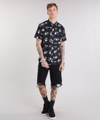 Camisa-Masculina-Estampada-de-Caveiras-com-Bolso-Manga-Curta-Preta-8872770-Preto_3