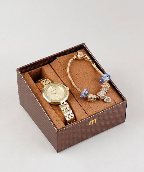 Kit-de-Relogio-Analogico-Mondaine-Feminino---Pulseira---53622LPMVDE1K-Dourado-9339847-Dourado_1