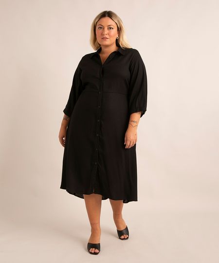 vestido-chemise-midi-plus-size-com-linho-manga-3-4-com-faixa-para-amarrar--preto-1010220-Preto_1