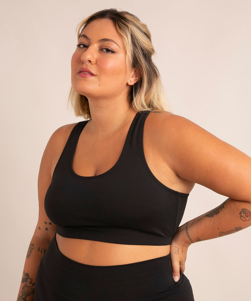 top plus size esportivo ace nadador sem bojo preto