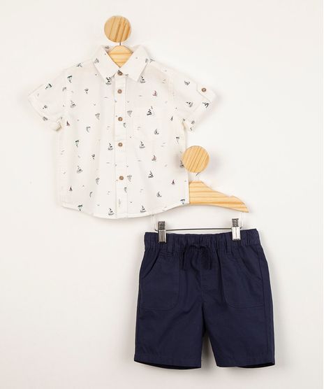 conjunto-infantil-camisa-de-algodao-estampada-barcos-com-bolso-manga-curta---bermuda-sarja--off-white-1003343-Off_White_1