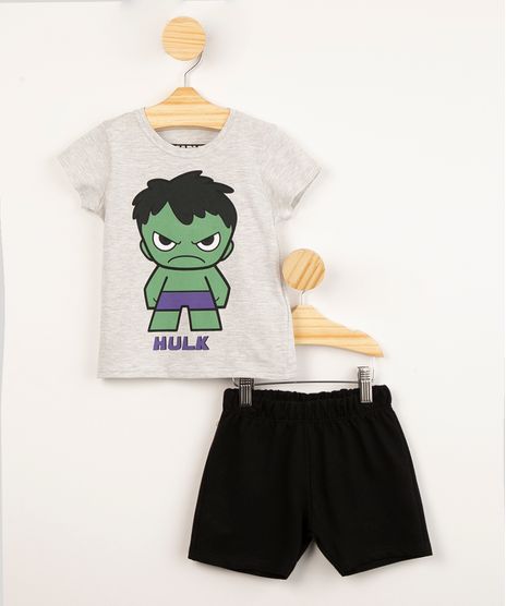 conjunto-infantil-hulk-de-camiseta-manga-curta---bermuda-de-moletom-cinza-mescla-1003983-Cinza_Mescla_1