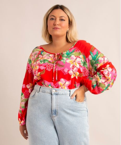 blusa-de-viscose-plus-size-manga-bufante-decote-redondo-estampa-floral-vermelha-1006101-Vermelho_1