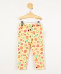 Calca-legging-infantil-estampa-floral-com-abelhas-e-glitter-amarela-1011446-Amarelo_1