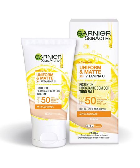 Protetor-Hidratante-Facial-Garnier-Uniform---Matte-Vitamina-C-FPS-50-Cor-Clara--40g-Unico-1009805-Unico_1