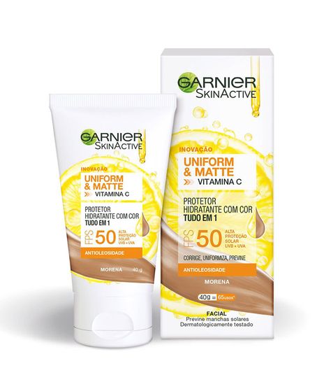 Protetor-Hidratante-Facial-Garnier-Uniform---Matte-Vitamina-C-FPS-50-Cor-Morena-40g-Unico-1009807-Unico_1