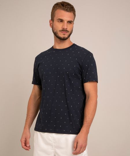 Camiseta-Masculina-Estampada-Manga-Curta-Gola-Careca-Mini-Print-Surf-Azul-Marinho-9981540-Azul_Marinho_1
