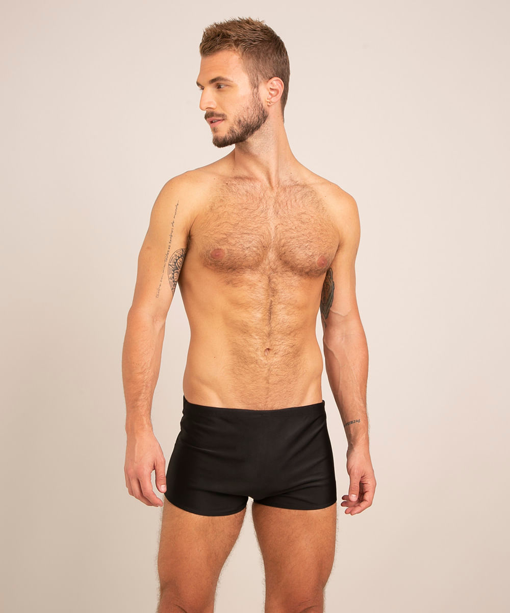 Sunga Masculina Boxer com Proteção UV50+ Preta