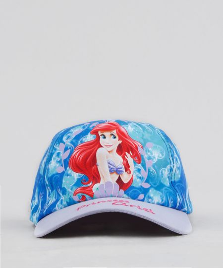 Bone-Infantil-Aba-Curva-Estampado-Pequena-Sereia-Ariel-Azul-9284895-Azul_1