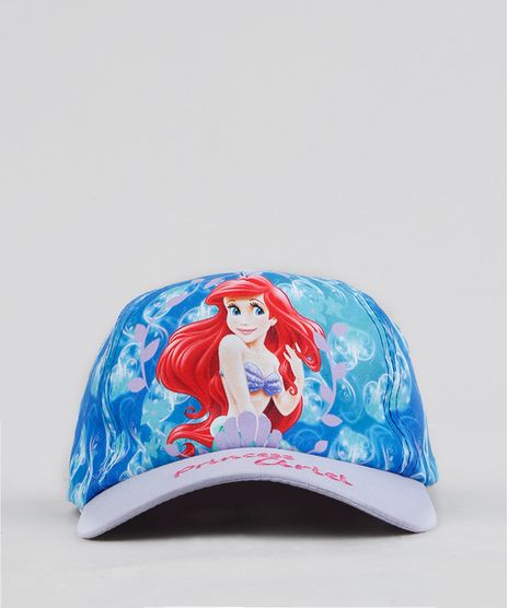 Bone-Infantil-Aba-Curva-Estampado-Pequena-Sereia-Ariel-Azul-9284895-Azul_1