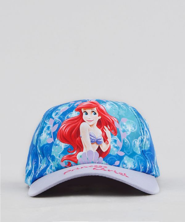 Boné Infantil Aba Curva Estampado Pequena Sereia Ariel Azul P