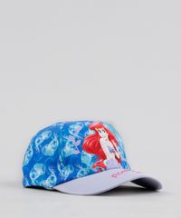 Bone-Infantil-Aba-Curva-Estampado-Pequena-Sereia-Ariel-Azul-9284895-Azul_2
