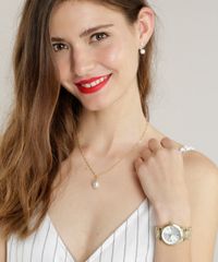 Kit-de-Relogio-Analogico-Champion-Feminino---Brinco-de-Perola---Colar---CH24697J-Dourado-9338378-Dourado_2