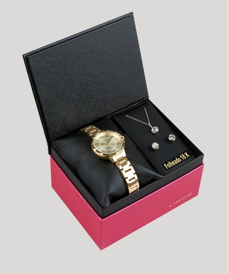 Kit-de-Relogio-Analogico-Lince-Feminino---Brinco---Colar---LRG4503L-KD25C2KX-Dourado-9338320-Dourado_1