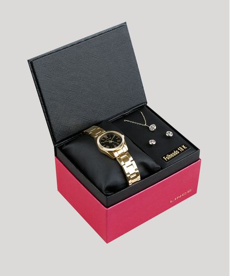 Kit-de-Relogio-Analogico-Lince-Feminino---Brinco---Colar---LRG4492L-KD12P3KX-Dourado-9246113-Dourado_1