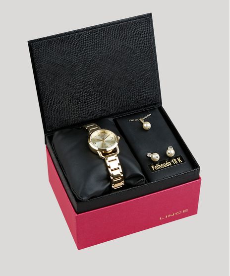 Kit-de-Relogio-Analogico-Lince-Feminino---Brinco-de-Perola---Colar---LRGJ071L-KD26C2KX-Dourado-9338294-Dourado_1