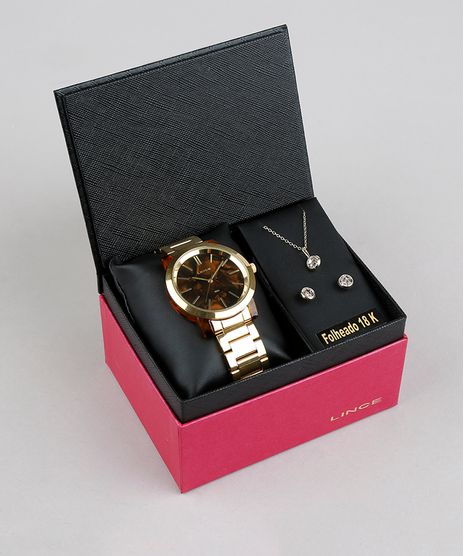 Kit-de-Relogio-Analogico-Lince-Feminino---Brinco---Colar---LRT612P-KU99M1KX-Dourado-9278742-Dourado_1