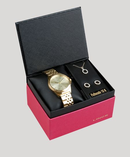 Kit-de-Relogio-Analogico-Lince-Feminino---Brinco---Colar---LRG4428L-KD23C1KX-Dourado-9338297-Dourado_1
