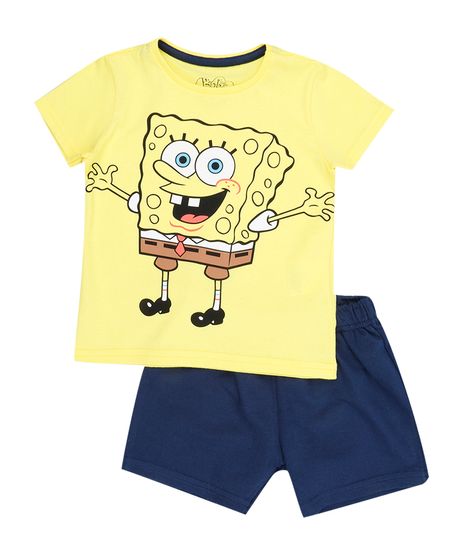 Conjunto-Camiseta---Bermuda-com-Estampa-Bob-Esponja-Menino-Amarelo-8152102-Amarelo_1