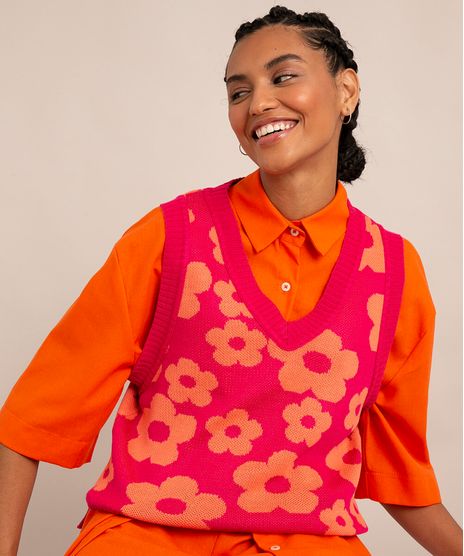 Colete-de-Trico-Estampado-Floral-Decote-V-Pink-9995283-Pink_1