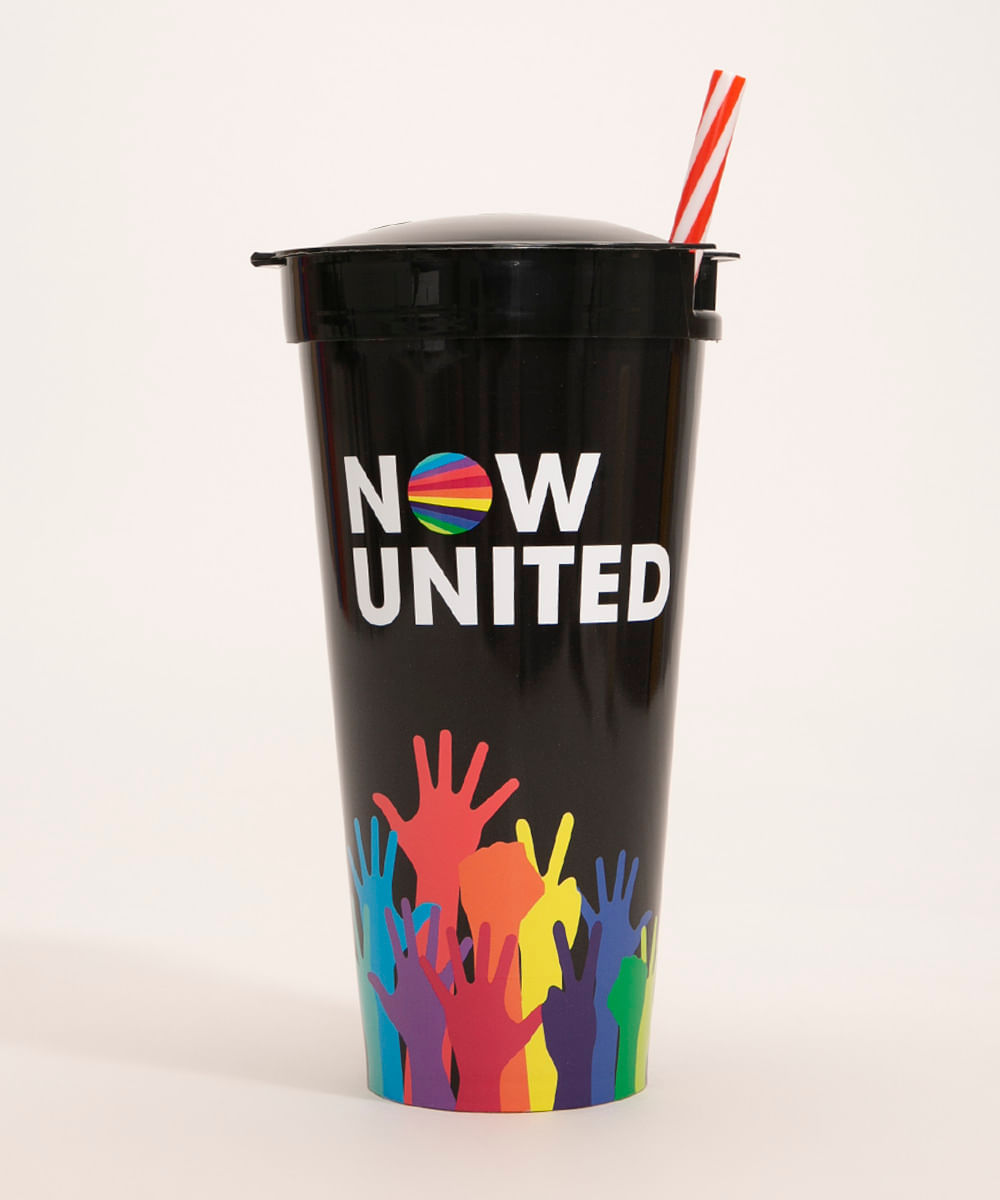 copo plástico estampado now united preto