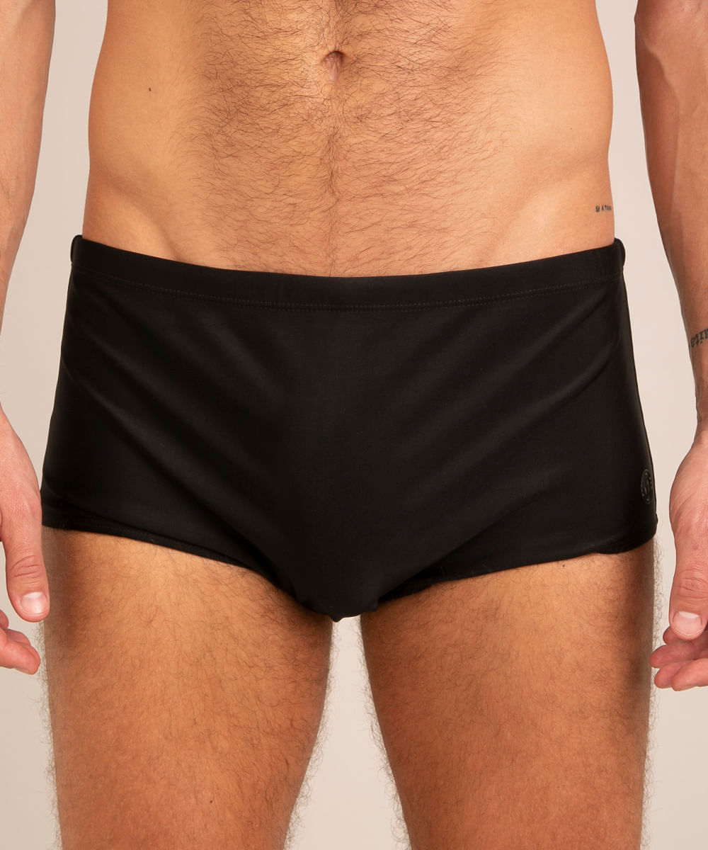 Sunga Masculina Tradicional com Vivo Lateral Proteção UV50+ Preta