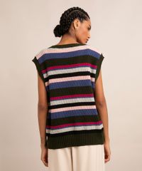 Colete-Oversized-de-Trico-Listrado-Decote-V-Multicor-9992920-Multicor_2