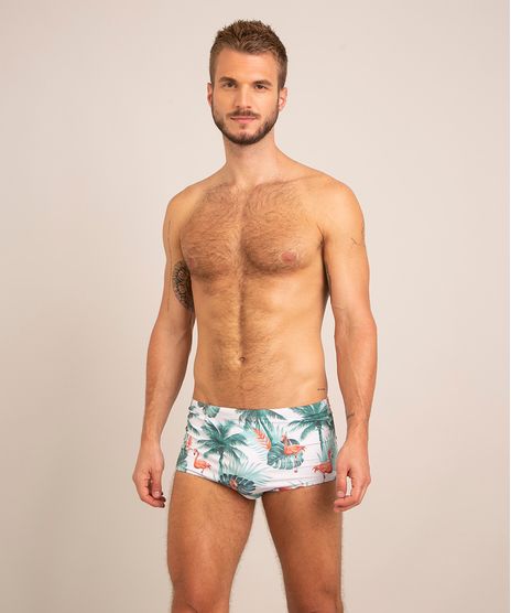 sunga-tradicional-estampada-folhagem-e-flamingos-com-protecao-uv50--branca-9992926-Branco_1