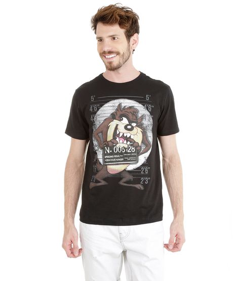 Camiseta-Flame-com-Estampa-do-Taz-Preta-8127348-Preto_1