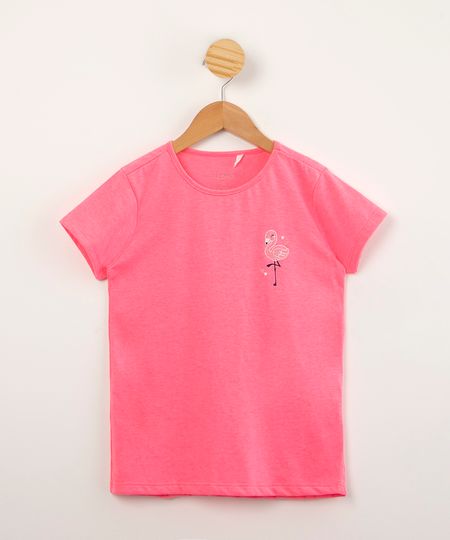 blusa-infantil-basica-flamingo-com-glitter-manga-curta-rosa-neon-1009633-Rosa_Neon_1