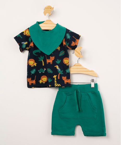 conjunto-infantil-em-algodao-de-camiseta-manga-curta-estampada-bichos---bermuda-de-moletom---babador-azul-marinho-1000776-Azul_Marinho_1