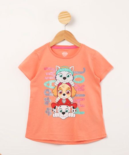 blusa-infantil-de-algodao-patrulha-canina-com-glitter-manga-curta-coral-1005894-Coral_1