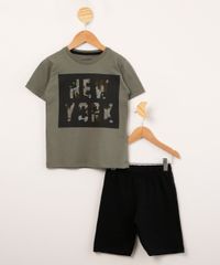 conjunto-infantil-em-algodao-de-camiseta-manga-curta--new-york----bermuda-verde-militar-1008847-Verde_Militar_1