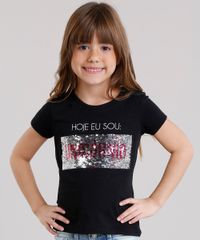 Blusa-Infantil-com-Paetes-Dupla-Face--Hoje-Eu-Sou---Manga-Curta-Decote-Redondo-em-Algodao---Sustentavel-Preta-9131095-Preto_2
