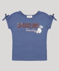 Blusa-Infantil--Sparkling-Beauty--com-Paete-Dupla-Face-Manga-Curta-Decote-Redondo-em-Algodao---Sustentavel--Azul-9207762-Azul_1
