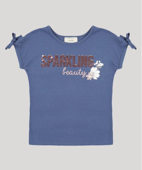 Blusa-Infantil--Sparkling-Beauty--com-Paete-Dupla-Face-Manga-Curta-Decote-Redondo-em-Algodao---Sustentavel--Azul-9207762-Azul_1