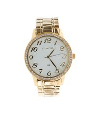 Kit-de-Relogio---Par-de-Brincos-e-Pulseira-com-Strass-Lince-Feminino-Analogico-LRG4234L---Dourado-7906100-Dourado_1