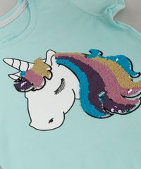 Blusa-Infantil-Unicornio-com-Paete-Dupla-Face-Manga-Curta-Decote-Redondo-em-Algodao---Sustentavel-Verde-Claro-9131094-Verde_Claro_2