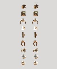 Kit-de-9-Brincos-Femininos-Dourado-9207373-Dourado_1