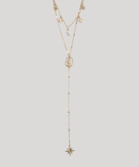 Colar-Feminino-Duplo-com-Pingentes-de-Estrelas-Dourado-9207187-Dourado_1