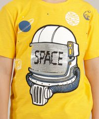 Camiseta-Infantil--Space--Astronauta-com-Paete-Dupla-Face-Manga-Curta-Gola-Careca-Amarela-9265221-Amarelo_2