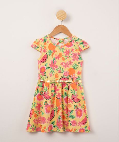 vestido-infantil-manga-curta-estampa-floral-com-cinto-amarelo-1008809-Amarelo_1