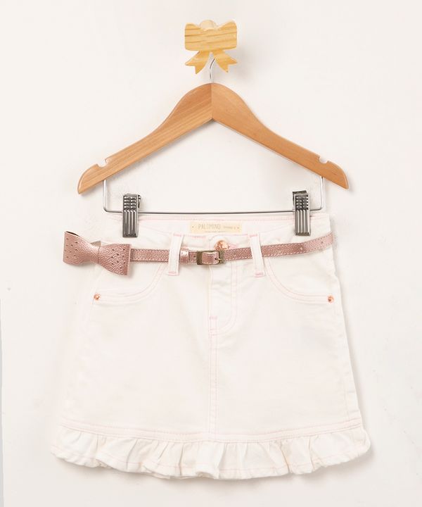 saia infantil de sarja com babado e cinto off white 4